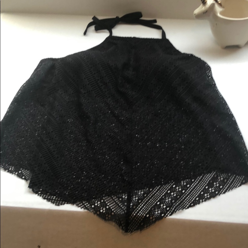 Black mesh halter bathing suit top